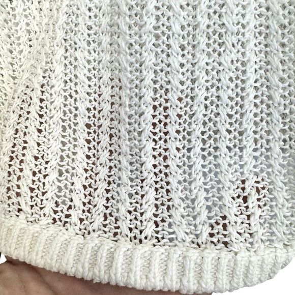 NWOT Tommy Bahama 100% Linen Open Knit White Sweater Size M Lagenlook Boho Beach - Picture 2 of 5